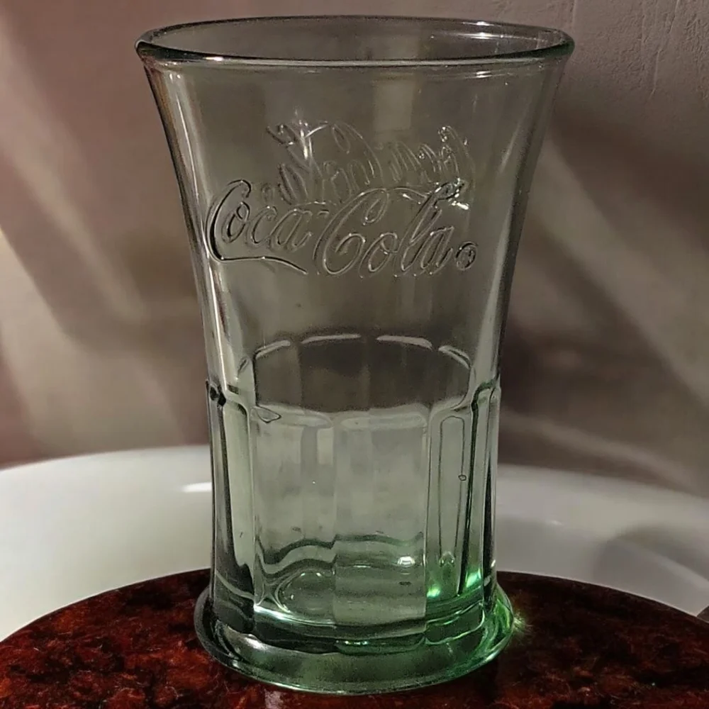 Vtg Coca Cola Coke Libbey Juice Green Mini Glass 4.25